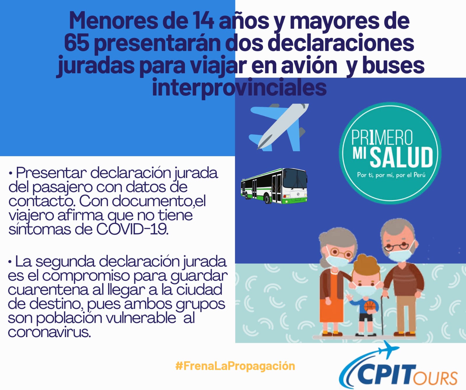 Menores y Adultos mayores que viajen en bus o avión deben presentar dos declaraciones juradas